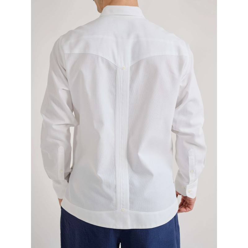 Guayabera 3.0 White Cohiba Atmosphere 100% Piquet Cotton men shirt