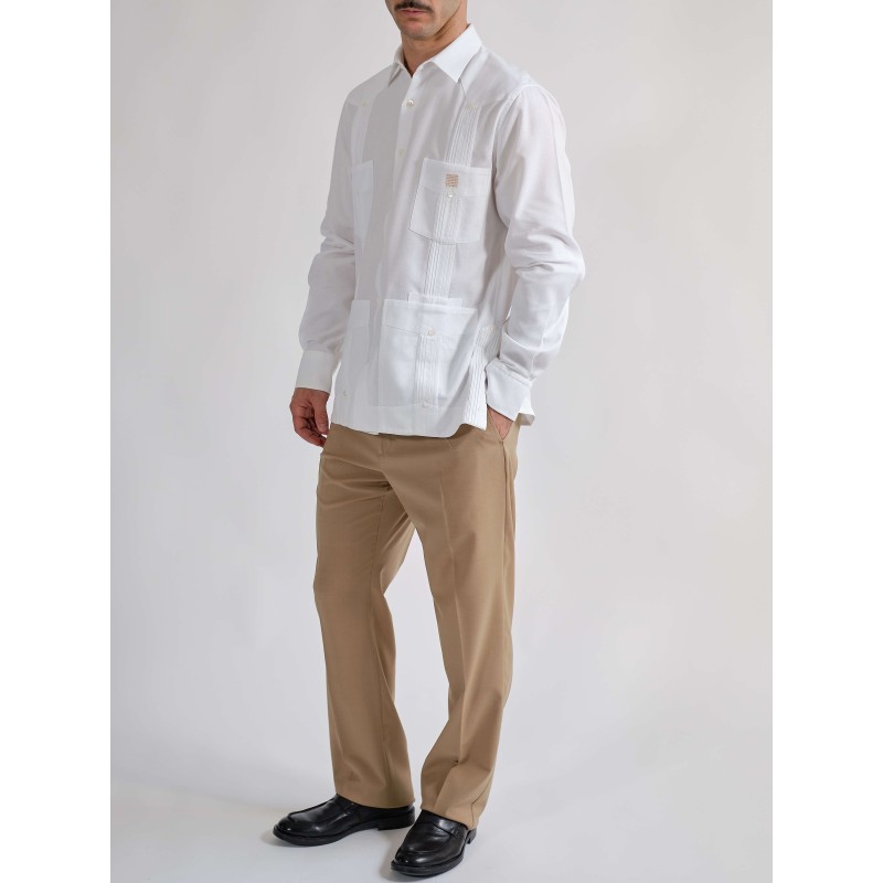 Guayabera 3.0 White Cohiba Atmosphere 100% Piquet Cotton men shirt