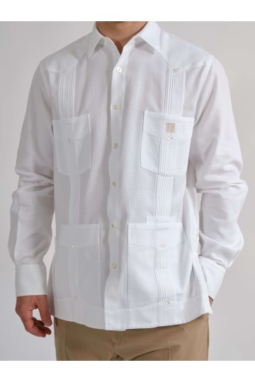 Guayabera 3.0 White Cohiba Atmosphere 100% Piquet Cotton men's shirt