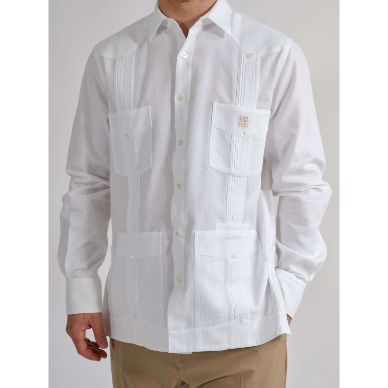 Guayabera 3.0 White Cohiba Atmosphere 100% Piquet Cotton men shirt