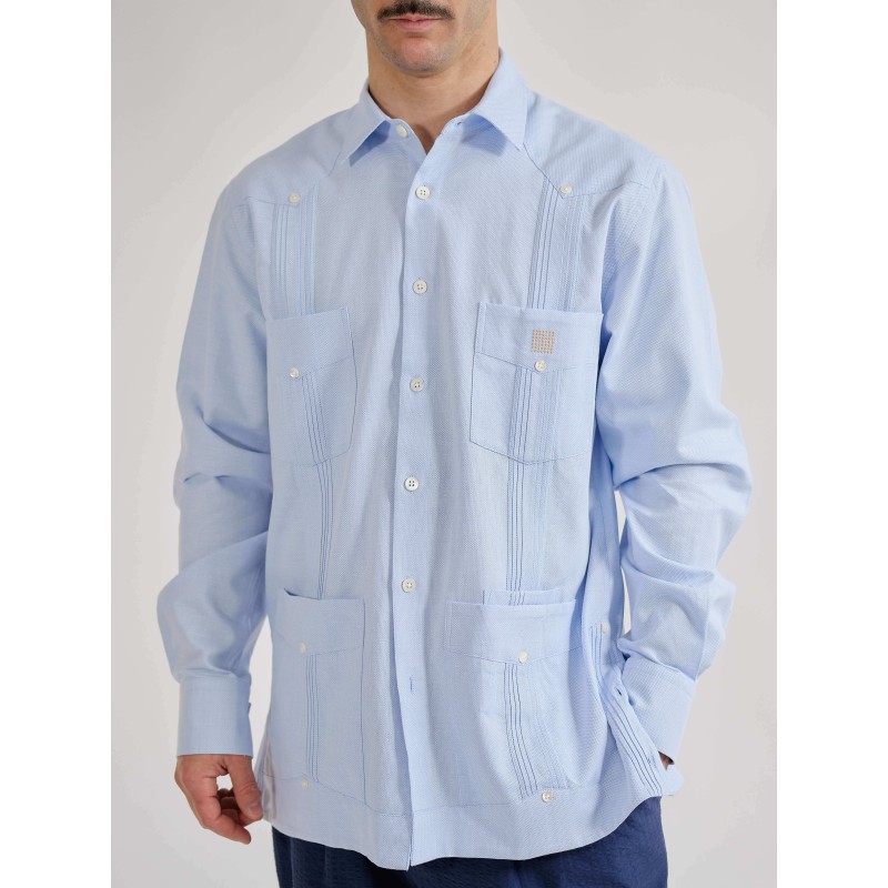 Guayabera 3.0 White Cohiba Atmosphere 100% Piquet Cotton men shirt